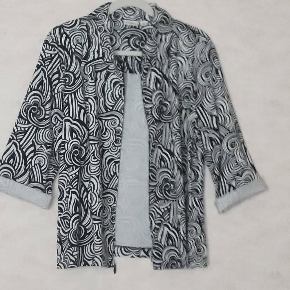 Black & White Zip Shirt Jacket Cato Womens Size XL